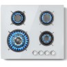 Plaque de Cuisson Gaz 4 Feux Blanc, TopStrong Plaque Gaz 4 Feux Verre avec Sécurité Thermocouple 60cm, Encastrable Table de cuis