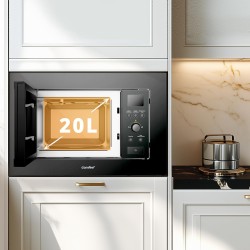 Comfee' CBMAG820BJL-BK Micro-ondes encastrable 20 litres avec gril, commandes numériques, 8 niveaux de puissance, dégel rapide e