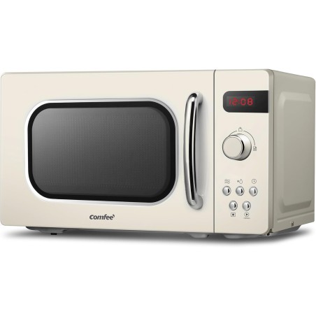 COMFEE' Micro-ondes Rétro avec 8 MENUS PRÉRÉGLÉS , 5 Niveaux de Puissance de Cuisson, 20 L, 800 W, Cuisson Express 30S, CMSRO 20