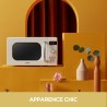 COMFEE' Micro-ondes Rétro avec 8 MENUS PRÉRÉGLÉS , 5 Niveaux de Puissance de Cuisson, 20 L, 800 W, Cuisson Express 30S, CMSRO 20