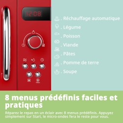 Comfee CMSRO 20 di rd Micro-ondes rétro avec 8 menus automatiques, 5 niveaux de puissance de cuisson, bouton de cuisson express,