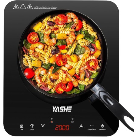 YASHE Plaque de cuisson – Table de cuisson à induction portable, 10 réglages de puissance et 10 réglages de température, plaque 