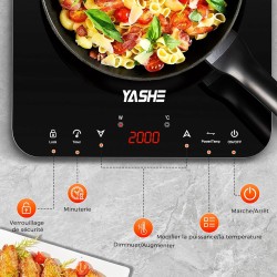 YASHE Plaque de cuisson – Table de cuisson à induction portable, 10 réglages de puissance et 10 réglages de température, plaque 