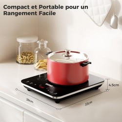 YASHE Plaque de cuisson – Table de cuisson à induction portable, 10 réglages de puissance et 10 réglages de température, plaque 