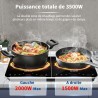 YASHE Plaque de cuisson à induction – Double plaque à induction, puissance de 10 W et 10 niveaux de température, 3500 W, 2 plaqu