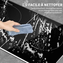 YASHE Plaque de cuisson à induction – Double plaque à induction, puissance de 10 W et 10 niveaux de température, 3500 W, 2 plaqu