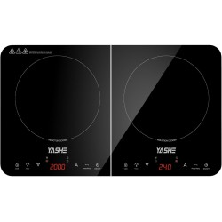 YASHE Plaque de cuisson à induction – Double plaque à induction, puissance de 10 W et 10 niveaux de température, 3500 W, 2 plaqu
