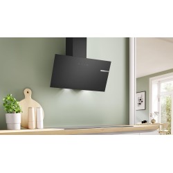 Bosch DWK85DK60 Série 2, Hotte murale, 4 vitesses d'aspiration dont 1 intensive, 80 cm, Noir avec finition en verre