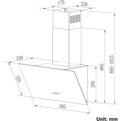 CIARRA CBCB6750 Hotte Aspirante Inclineé 60cm 350 m³/h - Hotte de Cuisine Classe A - Hotte de Cusine Silencieuse - Recyclage ou 