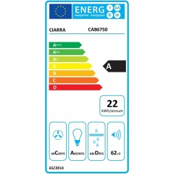 CIARRA CBCB6750 Hotte Aspirante Inclineé 60cm 350 m³/h - Hotte de Cuisine Classe A - Hotte de Cusine Silencieuse - Recyclage ou 