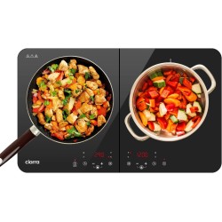 CIARRA CBTIH2 Tables de Cuisson 2 Feux 3500W - Plaque à Induction Portable - 2Foyers - 9 Niveaux de Puissance - Commande Tactile