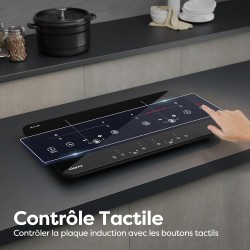 CIARRA CBTIH2 Tables de Cuisson 2 Feux 3500W - Plaque à Induction Portable - 2Foyers - 9 Niveaux de Puissance - Commande Tactile