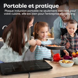 CIARRA CBTIH2 Tables de Cuisson 2 Feux 3500W - Plaque à Induction Portable - 2Foyers - 9 Niveaux de Puissance - Commande Tactile