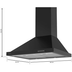 Cecotec Hotte Aspirante Pyramidale de 60 cm Bolero Flux PM 604300 Noir C. Moteur 105 W, Aspiration 430 m3/h, Commande Mécanique,