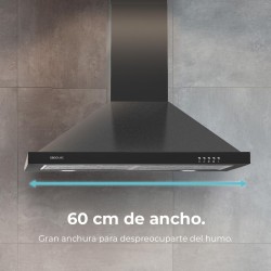 Cecotec Hotte Aspirante Pyramidale de 60 cm Bolero Flux PM 604300 Noir C. Moteur 105 W, Aspiration 430 m3/h, Commande Mécanique,