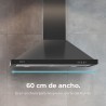 Cecotec Hotte Aspirante Pyramidale de 60 cm Bolero Flux PM 604300 Noir C. Moteur 105 W, Aspiration 430 m3/h, Commande Mécanique,