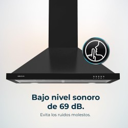 Cecotec Hotte Aspirante Pyramidale de 60 cm Bolero Flux PM 604300 Noir C. Moteur 105 W, Aspiration 430 m3/h, Commande Mécanique,