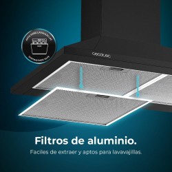 Cecotec Hotte Aspirante Pyramidale de 60 cm Bolero Flux PM 604300 Noir C. Moteur 105 W, Aspiration 430 m3/h, Commande Mécanique,