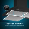 Cecotec Hotte Aspirante Pyramidale de 60 cm Bolero Flux PM 604300 Noir C. Moteur 105 W, Aspiration 430 m3/h, Commande Mécanique,