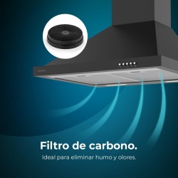 Cecotec hotte aspirante 60cm pyramid bolero flux pm 606500 noir a. 165w motor, stainless steel finish, 650m3/h suction, mechanic