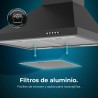 Cecotec hotte aspirante 60cm pyramid bolero flux pm 606500 noir a. 165w motor, stainless steel finish, 650m3/h suction, mechanic