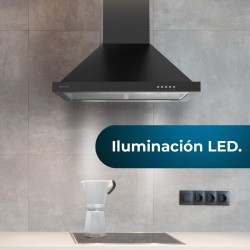 Cecotec hotte aspirante 60cm pyramid bolero flux pm 606500 noir a. 165w motor, stainless steel finish, 650m3/h suction, mechanic