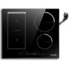 Plaque Induction 4 Foyers avec Prise, Table de Cuisson Induction Encastrable 60cm, 3500W, Zone Combinée pour le Gril, Commande T