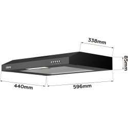 CIARRA Hotte aspirante murale noire de 600 mm avec un filtre en aluminium