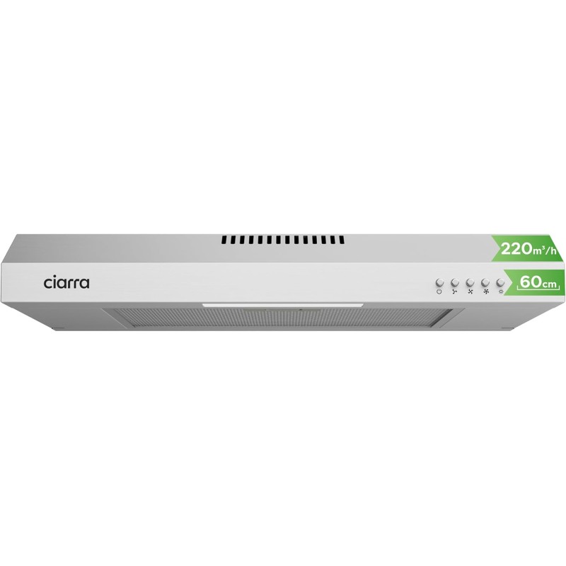 CIARRA Hotte de cuisine en acier inoxydable, hotte sous-meuble, hotte de cuisine murale, hotte aspirante de 600 mm, hotte de cui