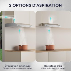 CIARRA Hotte de cuisine en acier inoxydable, hotte sous-meuble, hotte de cuisine murale, hotte aspirante de 600 mm, hotte de cui