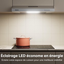CIARRA Hotte de cuisine en acier inoxydable, hotte sous-meuble, hotte de cuisine murale, hotte aspirante de 600 mm, hotte de cui