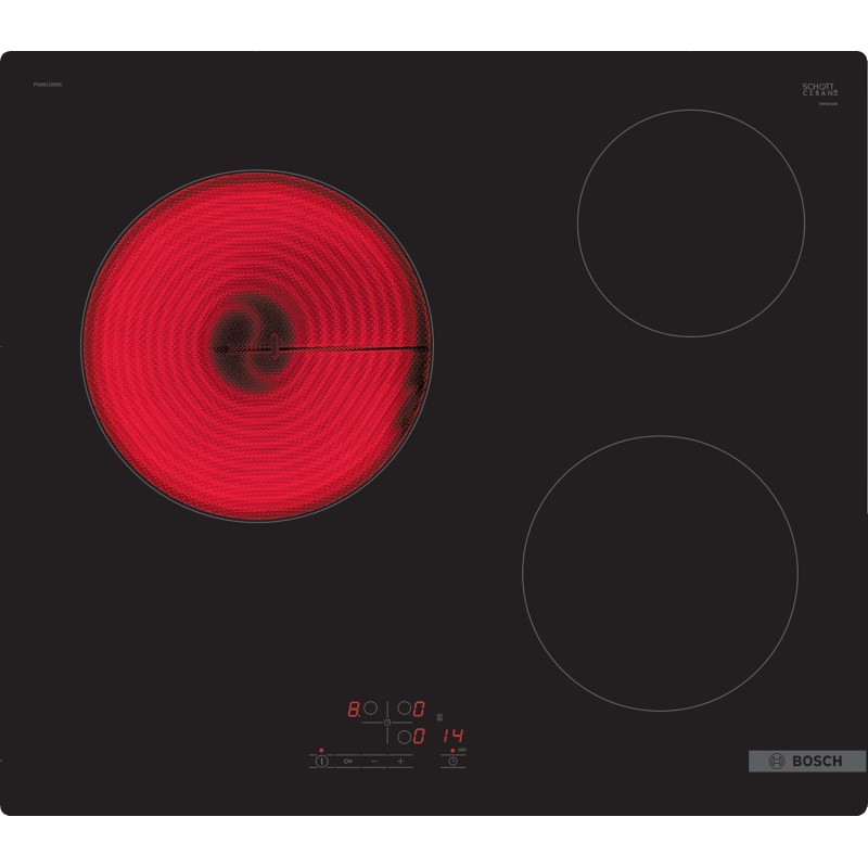 Bosch PKM611BB8E - Série 4 - Plaque électrique - 3 Feux - 60 cm - Puissance 5700 W - Noir