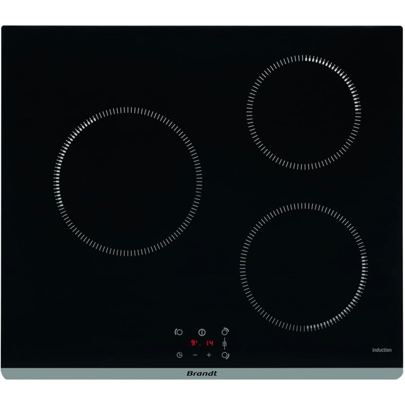 Brandt - BPI4361B - Plaque Induction - Table de Cuisson Encastrable - Noir - 3 Foyers - 5900W - Dimensions Encastrement : 56x49c