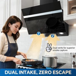 TopStrong Hotte Aspirante 60cm, 800m³/h Hotte de Cuisine inclinée Silencieuse, A+++ Hotte aspirante sans Evacuation ou Recyclage