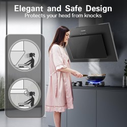 TopStrong Hottes Aspirantes 60cm, Class A++ Hotte Cuisine inclinée Silencieuse, 350m³/h Hotte aspirante Evacuation ou Recyclage,