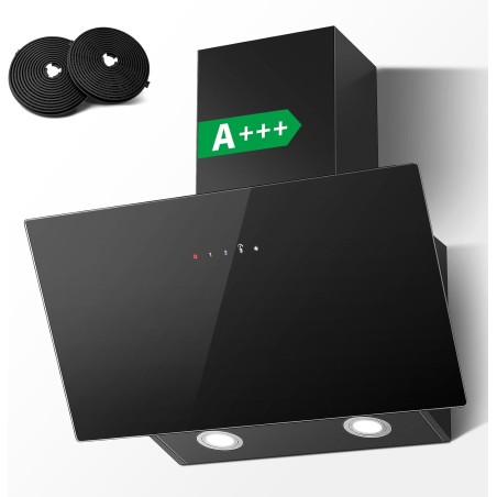 TopStrong Hotte Aspirante 60cm, A+++ Hotte de Cuisine inclinée Silencieuse, 400m³/h Hotte aspirante sans Evacuation ou Recyclage