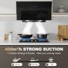 TopStrong Hotte Aspirante 60cm, A+++ Hotte de Cuisine inclinée Silencieuse, 400m³/h Hotte aspirante sans Evacuation ou Recyclage