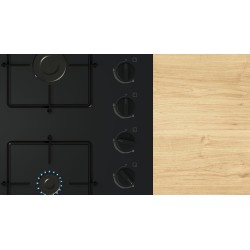 Bosch POP6B6K30, Série 2, Plaque gaz, 4 feux, 60 cm, Verre trempé noir