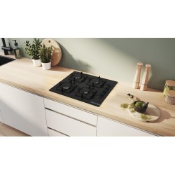 Bosch POP6B6K30, Série 2, Plaque gaz, 4 feux, 60 cm, Verre trempé noir