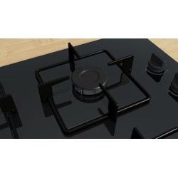 Bosch POP6B6K30, Série 2, Plaque gaz, 4 feux, 60 cm, Verre trempé noir