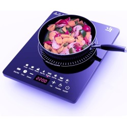 Plaque à induction, 2200W plaque de cuisson induction portable avec fonctionnement silencieux, 8 modes de cuisson tactile avec c