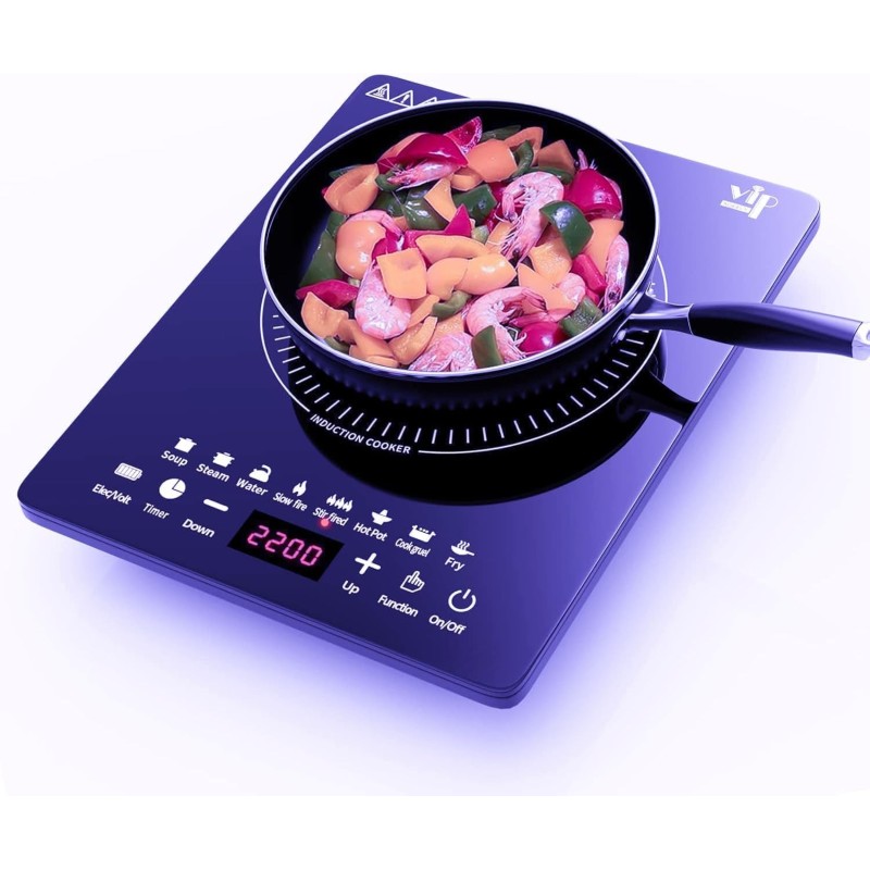 Plaque à induction, 2200W plaque de cuisson induction portable avec fonctionnement silencieux, 8 modes de cuisson tactile avec c