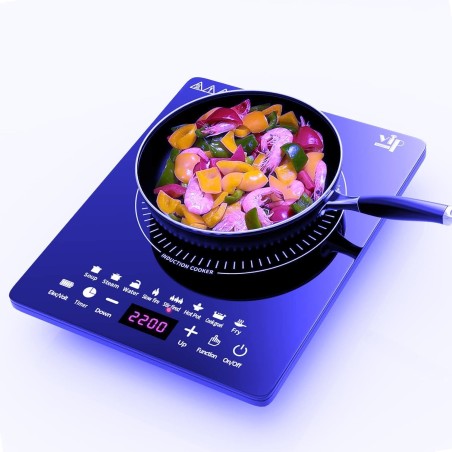 Plaque à induction, 2200W plaque de cuisson induction portable avec fonctionnement silencieux, 8 modes de cuisson tactile avec c