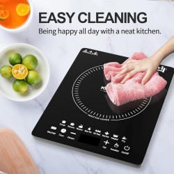 Plaque à induction, 2200W plaque de cuisson induction portable avec fonctionnement silencieux, 8 modes de cuisson tactile avec c