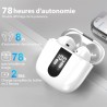 Ecouteurs bleutooth sans fil, écouteurs sans fil bleutooth 5.4, 6 micro enc anti bruit, basses puissantes, 60h de lecture, étanc