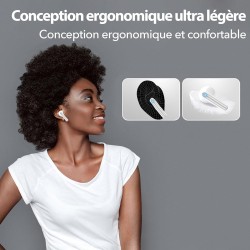 Ecouteurs bleutooth sans fil, écouteurs sans fil bleutooth 5.4, 6 micro enc anti bruit, basses puissantes, 60h de lecture, étanc