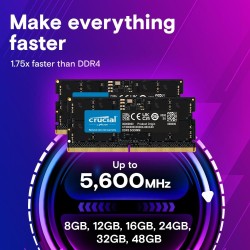 Crucial RAM 16Go DDR5 4800MHz CL40 Mémoire d’Ordinateur Portable CT16G48C40S5