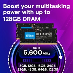 Crucial RAM DDR5 64Go 5600MHz SODIMM, Mémoire pour Ordinateur Portable, Mini PC (ou 5200MHz / 4800MHz) CL46 - CT64G56C46S5