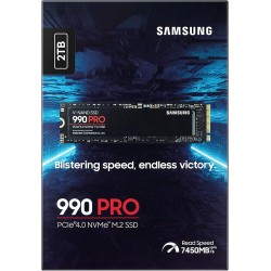 Samsung SSD 990 Pro NVMe M.2 Pcle 4.0, SSD Interne, Capacité 2 To, Vitesse de lecture jusqu'à 7 450 Mo/s, Gestion Intelligente d