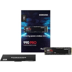 Samsung SSD 990 Pro NVMe M.2 Pcle 4.0, SSD Interne, Capacité 2 To, Vitesse de lecture jusqu'à 7 450 Mo/s, Gestion Intelligente d